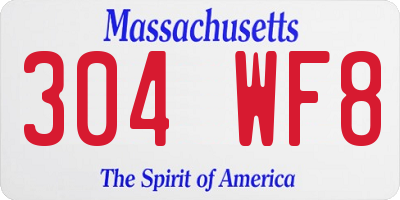 MA license plate 304WF8