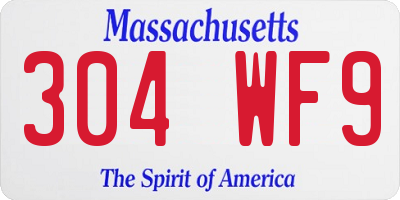 MA license plate 304WF9