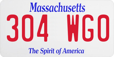 MA license plate 304WG0