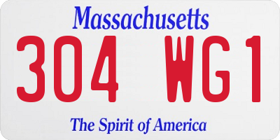 MA license plate 304WG1