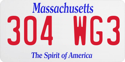 MA license plate 304WG3
