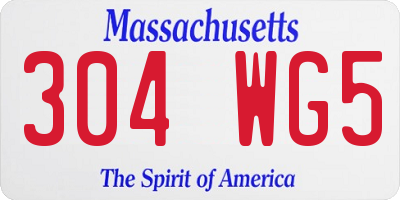 MA license plate 304WG5