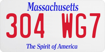 MA license plate 304WG7