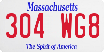 MA license plate 304WG8