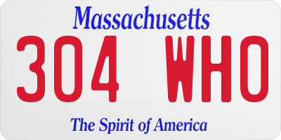 MA license plate 304WH0