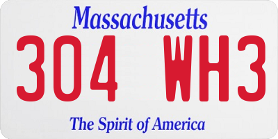 MA license plate 304WH3
