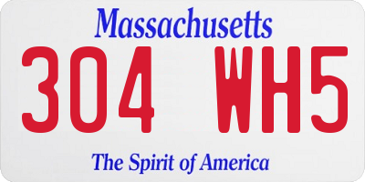 MA license plate 304WH5