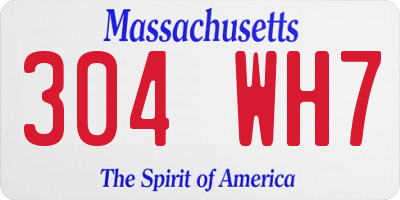 MA license plate 304WH7