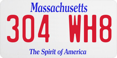 MA license plate 304WH8