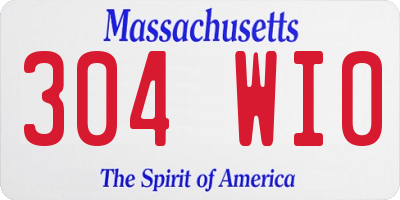 MA license plate 304WI0