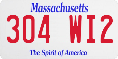 MA license plate 304WI2