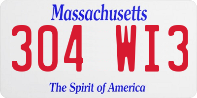 MA license plate 304WI3