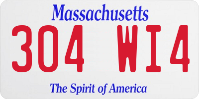 MA license plate 304WI4