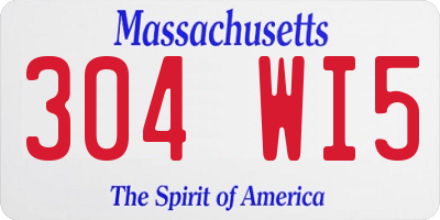 MA license plate 304WI5