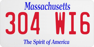 MA license plate 304WI6