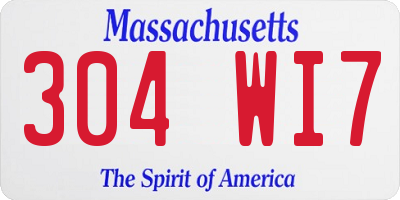 MA license plate 304WI7
