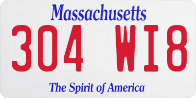 MA license plate 304WI8