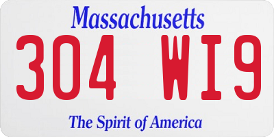 MA license plate 304WI9