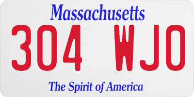 MA license plate 304WJ0