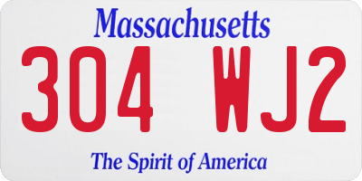 MA license plate 304WJ2