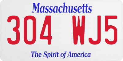 MA license plate 304WJ5