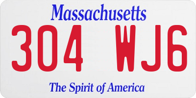 MA license plate 304WJ6