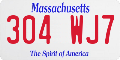 MA license plate 304WJ7
