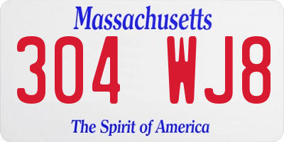MA license plate 304WJ8