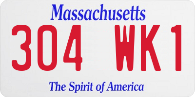 MA license plate 304WK1
