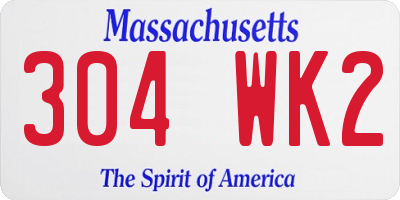 MA license plate 304WK2
