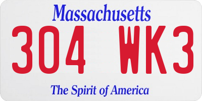 MA license plate 304WK3
