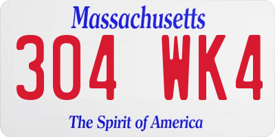 MA license plate 304WK4