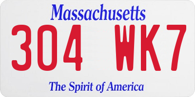 MA license plate 304WK7