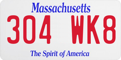 MA license plate 304WK8