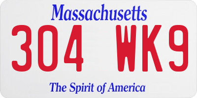 MA license plate 304WK9