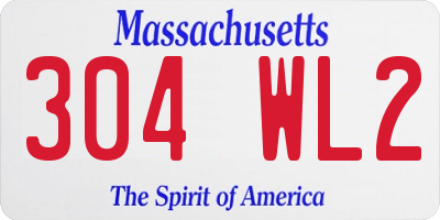 MA license plate 304WL2