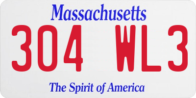 MA license plate 304WL3