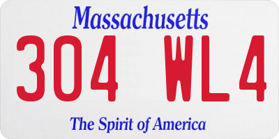 MA license plate 304WL4