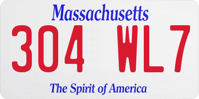 MA license plate 304WL7