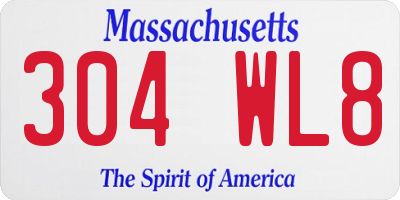 MA license plate 304WL8