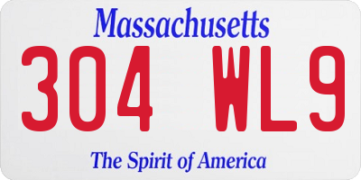 MA license plate 304WL9