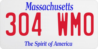MA license plate 304WM0
