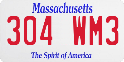 MA license plate 304WM3