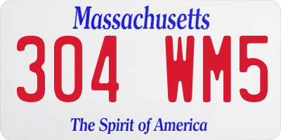 MA license plate 304WM5