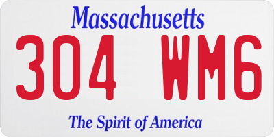 MA license plate 304WM6