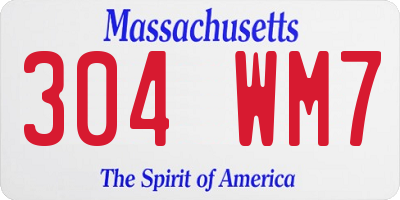 MA license plate 304WM7