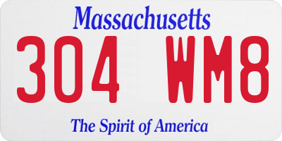 MA license plate 304WM8