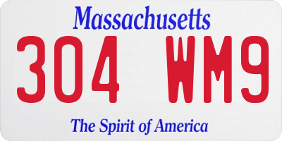 MA license plate 304WM9