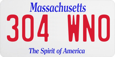 MA license plate 304WN0