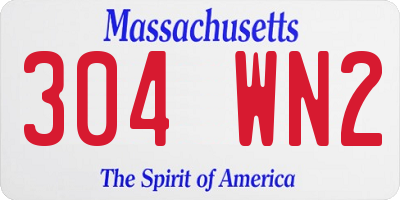 MA license plate 304WN2